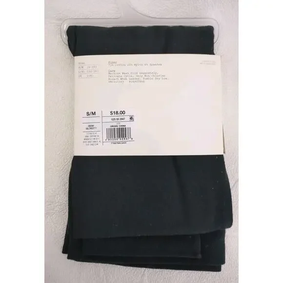 1 Pair Seamless Leggings Cotton Blend High Waist Sm/Med Black - Picture 3 of 5
